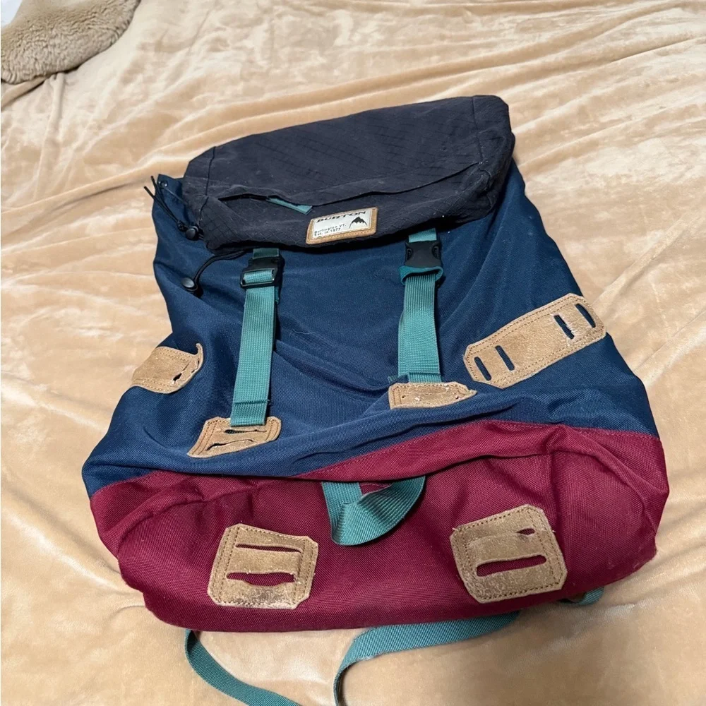 Burton Navy, Burgundy and Teal Canvas Backpack